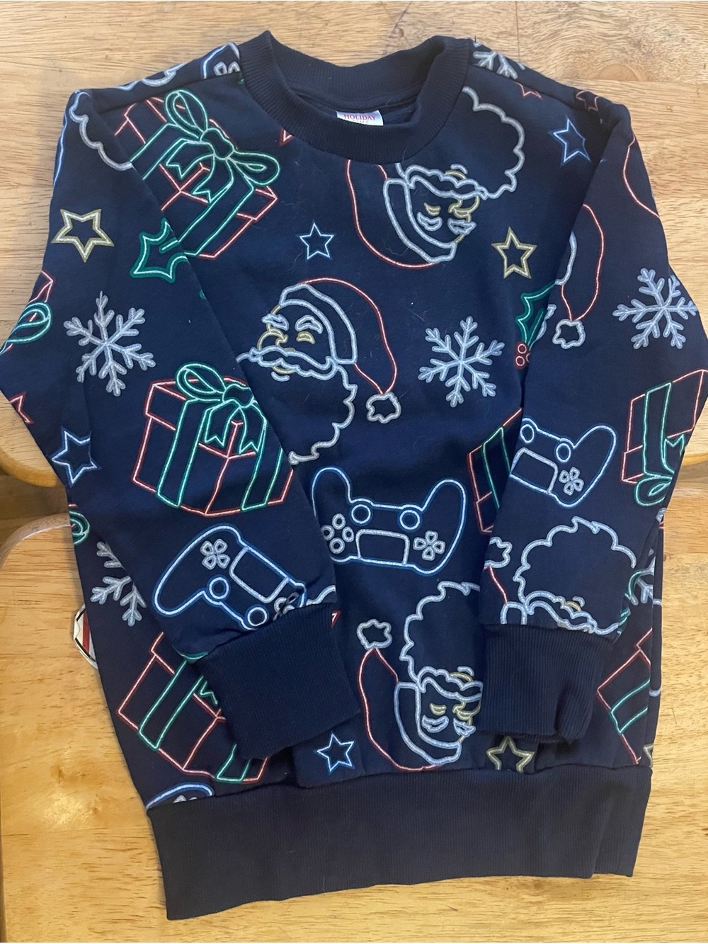 Navy blue Christmas sweatshirt -Size S(6-7)